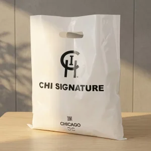 Custom Bags With Logo White Plastic Waterproof Cloth Retail Shopping Bag Luxury Printed Die Cut Plastic Shopping Bag With Handle