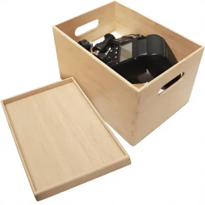 Custom Bamboo Stackable Cube Lidded Storage Boxes Bin Handles Wooden Office Storage case Natural Bamboo Wood Style for Home