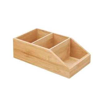 Custom Bamboo Storage Box Multi Compartment Wooden Organizer Tray for Bathroom Kitchen Office Desktop Home Organization