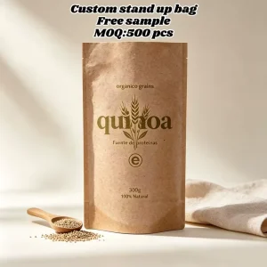 Custom Biodegradable Bag Crafted From Kraft Paper and PLA Featuring Custom Logo Printing for Food Grade Storage
