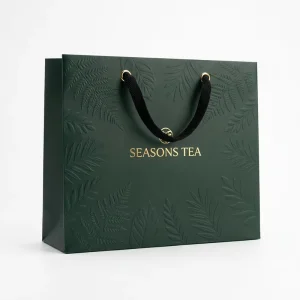 Custom Biodegradable Black Paper Shopping Bag Compostable Eco Friendly Carrier Bag with Cotton Handle for Apparel Perfume
