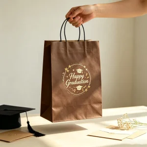 Custom Biodegradable Eco Friendly Brown White Black Supermarket Shopping Kraft Paper Bags With Twisted Handles