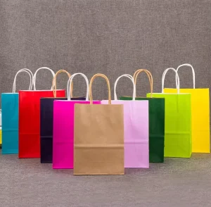 Custom Biodegradable Eco Friendly Durable Kraft Paper Bags with Handle for Holiday Gifts Handmade Items Daily Packaging