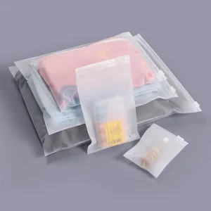 Custom Biodegradable Frosted Transparent Clothing Packaging Plastic Zipper Bag for Clothing