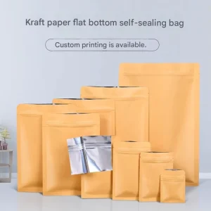 Custom Biodegradable Kraft Paper Stand up Zip Lock Packaging Bags for Spice and Herb