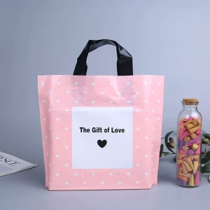Custom Biodegradable PE Plastic Shopping Bag With Handle Retail Grocery Shopping Plastic Carry Bag With Own Logo