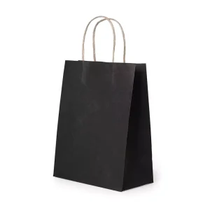 Custom Black Kraft Paper Shopping Bag with Drawstring Recycled Materials High Quality for Promotion & Exhibition