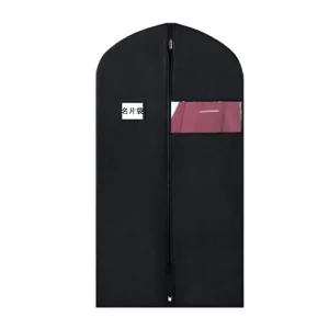 Custom Black Man’s Suits Dust Cover Garment Bags Printing LOGO Folding Travel Suit Bags for Clothes