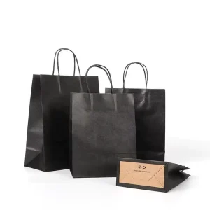 Custom Black Twisted Handle Paper Bags for Packaging Clothes