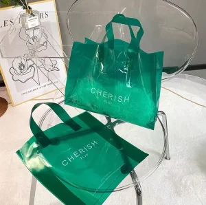 Custom Boutique Carrier Bags Logo Foldable Reusable Moisture Proof Recyclable Square Bottom LDPE Shopping Clothing Socks Fur