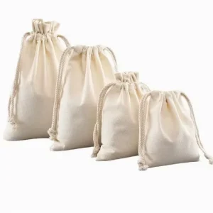 Custom Brand Logo Different Sizes Cotton Twill Drawstring Shopping Bag Shoe Handbag Clothes Dust Bag Packing Muslin Cotton Pouch