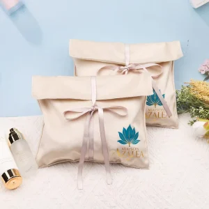 Custom Brand Logo Soft Dust Bag Reusable Velvet Envelope Pouch with Bow Ribbon for Handbag Shoes Clothing Gift Packaging