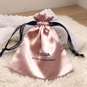 Custom Brand Name Printed Reusable Dust Bag Silk White Black for Textile Packaging Gifts Promotions Premium Natural Satin Bag
