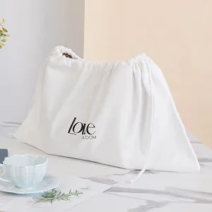 Custom Brand Printing Logo Premium Soft Brushed Fabric White Cotton Drawstring Protective Pouch Dust Bag for Luxury Handbag