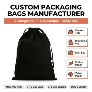 Custom Canvas and Cotton Drawstring Dust Bags with Logo Print 3-5 Working Day Sampling