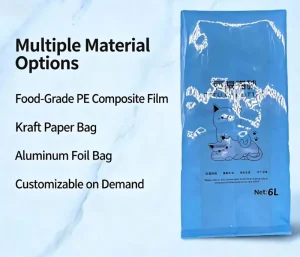 Custom Cat Litter Vacuum Bag Back Seal Pouch Odor Proof Leak Proof Stand Pet Food Grade Zipper Resealable PET Material