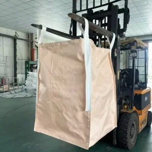 Custom Champagne Color FIBC Jumbo Bag 1 Ton Flat Bottom PP Woven Super Sack for Fertilizer Grain Industrial Bulk Packaging
