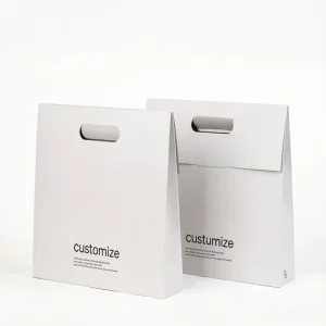 Custom Classic Eco Friendly White Paperboard Carry Bag with Digital & Flexo Printing for Gift Sets Bakery & Baby Products