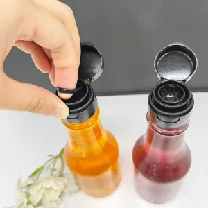 Custom Clear 150ml Empty Glass Bottles with Plastic Flip-off Pulling Rings Lids for Foods Refined Almond Oil Sauce Vinegar