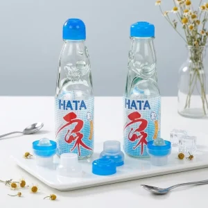Custom Clear Ramune Glass Bottle 200ml Codd Neck Soda Bottle with Glass Marble and Plastic Cap Plunger for Beverage