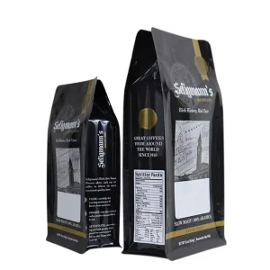 Custom Coffee Bean Plastic Packaging Bag Printing Aluminum Foil Flat Bottom Black Zipper Coffee Bags With Valve