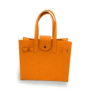 Custom Color Contrast Lining Felt Tote Bag Open Closure Handbag Detachable Strap Eco Reusable Shopping Bag Water Proof All
