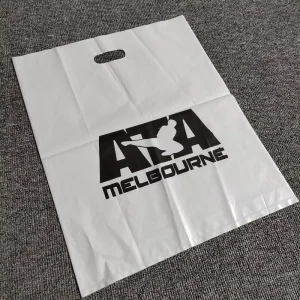 Custom Color Eco-Friendly Durable Recyclable Retail Shopping Bags Silk Screen Printed Waterproof White PE Square Bottom Spout