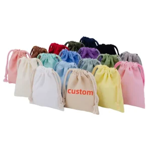Custom Color Eco Friendly Reusable Canvas Drawstring Pouch Dust Bag Packaging Party Favor Storage Solution Portable
