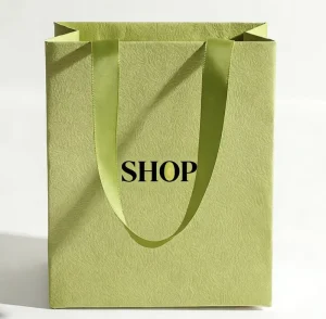 Custom Color Green Paper Bag 350g Art Paper Eco Friendly Retail Shopping Gift Packaging Thick Art Paper Gift Bag