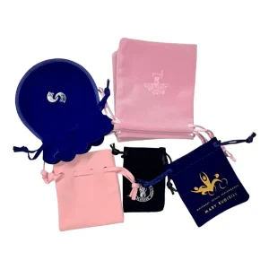 Custom Color Jewelry Storage Dust Proof Drawstring Bag Cosmetics Jewelry Pouches Velvet Jewelry Packaging Bag with Logo