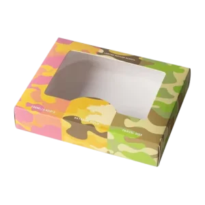 Custom Colorful Pattern Paper Box Clear PVC Window Eco Friendly Recyclable Foldable Corrugated Gift Shipping Packaging