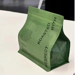Custom Compostable Food Grade Coffee Tea Kraft Zipper Bag Ziplock Stand up Paper Square Bottom Pouch