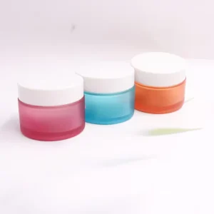 Custom Cosmetic Glass Jars 5ml 200ml Frosted Cream Lids Round Shape Screw Cap for Skin Care Serum