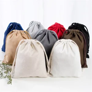 Custom Cotton Canvas Drawstring Bag Eco Friendly Reusable Shoe Dust String Promotional Bags with Custom Logo Print