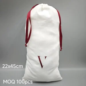 Custom Cotton Shoe Bag Dust Bag with Embroidered Logo 22x45cm Eco friendly Bulk OEM Sample Available