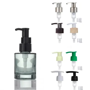 Custom Custom Label 10oz 12oz 14oz Clear Transparent Glass Bottle With Left Right Open Emulsion Plastic Aluminum Shampoo Pump
