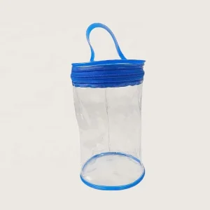Custom Cylinder Round Shape Clear PVC Plastic Zipper Bags for Promotional Gift Packaging