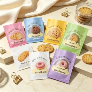 Custom Design 5X7 Flat Pouch for Single Cookie Heat Sealable Matte Biscuits Bags with Tear Notches