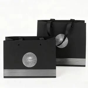 Custom Design Luxury Gift Bags Boutique Perfumes Wedding Small Jewelry Packaging Black Paper Bag Printing With Handles