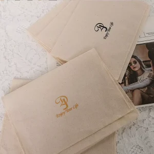 Custom Design Natural Cotton Flap Pouch Envelope Dust Bag Luxury Gift Bag Clothing Shoelace Featuring Logo