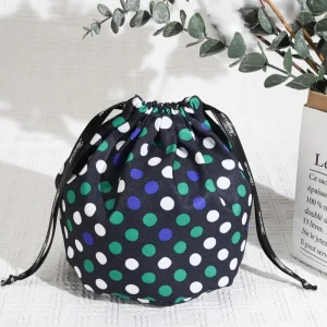 Custom Design Polyester Cotton Drawstring Bag With Colorful Polka Dots Cotton Skincare Candle Perfume Storage Dust Pouch