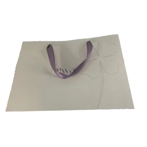 Custom Design Ribbon Handle Biodegradable Eco Friendly Paperboard Gift Clothing Shopping Packaging Bag