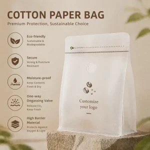 Custom Design White Paper Aluminum CPP Coffee Pouch Side Gusset Valve Heat Sealable Moisture Proof Food Grade Bag for Whole Bean