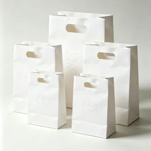 Custom Die Cut Tote Kraft Paper Bag Recyclable Brown Shopping Bag Cotton Ribbon for Food Takeout Grocery Gift Promotions