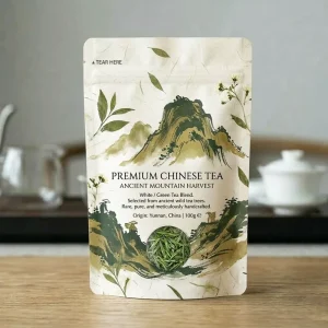 Custom Digital Printed Stand Up Pouch Herbal Wellness Tea High Barrier Moisture Proof Kraft Paper Packaging Bags