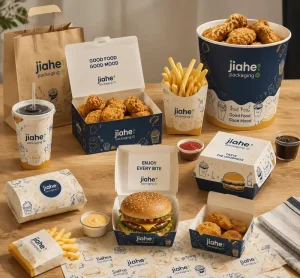 Custom Disposable Food Packaging Solution Burger Box Chicken Bucket Fries Box Sauce Cups Sushi Potato Chips