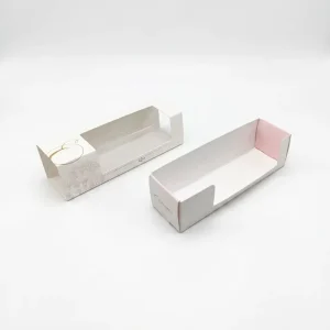 Custom Disposable Macaron Cookie Foldable Paperboard Drawer GOLD Model Matt Lamination Food Grade