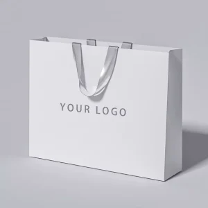 Custom Disposable Paper Bags with Shoulder Handle for Restaurant Fast Food Takeaway Promotion Recycled Materials