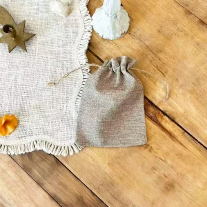 Custom Drawstring Linen Fabric Bag Dust String Pouch Small Jewelry Logo Printed Gift Cotton Drawstring Shopping Bag