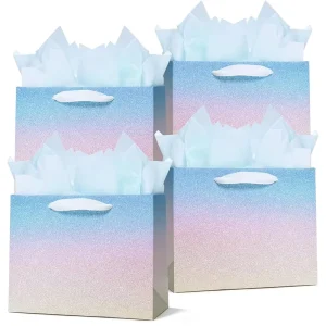 Custom Durable Biodegradable Eco Friendly White Card Paper Bags with UV Coated Handle for Business Gift & Multi Scene Use